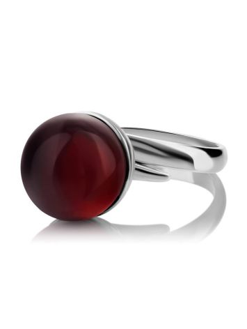 Silver Adjustable Ring With Cherry Amber The Paris, Ring Size: Adjustable, image , picture 3