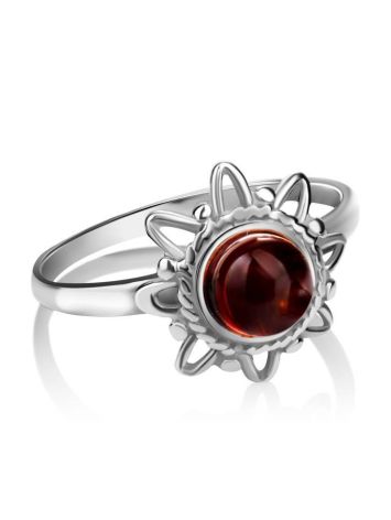 Cherry Amber Silver Ring The Helios, Ring Size: 4 / 15, image , picture 5