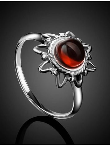 Cherry Amber Silver Ring The Helios, Ring Size: 4 / 15, image , picture 2