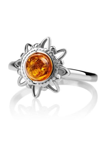 Cognac Amber Silver Ring The Helios, Ring Size: 11 / 20.5, image , picture 3