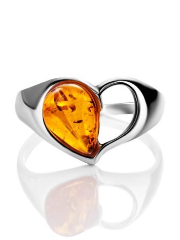 Красивое кольцо «Эвридика» из серебра и коньячного янтаря 17, Ring Size: 11.5 / 21, image , picture 4