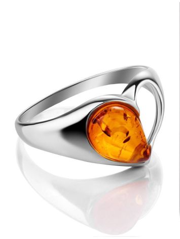 Красивое кольцо «Эвридика» из серебра и коньячного янтаря 17, Ring Size: 11.5 / 21, image , picture 5