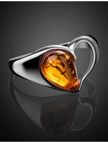 Красивое кольцо «Эвридика» из серебра и коньячного янтаря 17, Ring Size: 11.5 / 21, image , picture 2