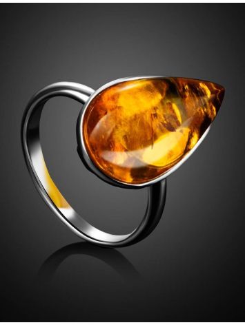 Cognac Amber Silver Ring The Pulse, Ring Size: Adjustable, image , picture 2