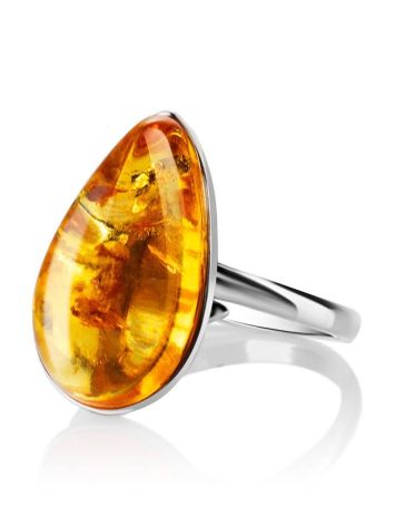 Cognac Amber Silver Ring The Pulse, Ring Size: Adjustable, image , picture 3