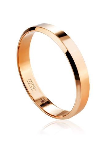 High Polished Stone Less Golden Ring, Ring Size: 6 / 16.5, image 