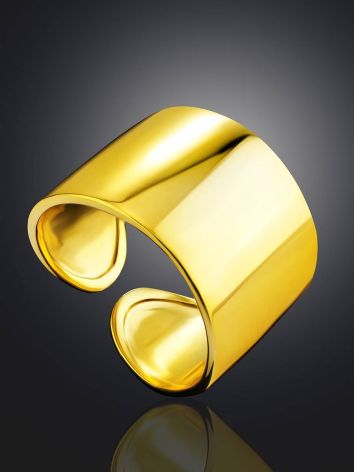 Bold Gold Plated Silver Stoneless Ring The ICONIC, Ring Size: Adjustable, image , picture 2