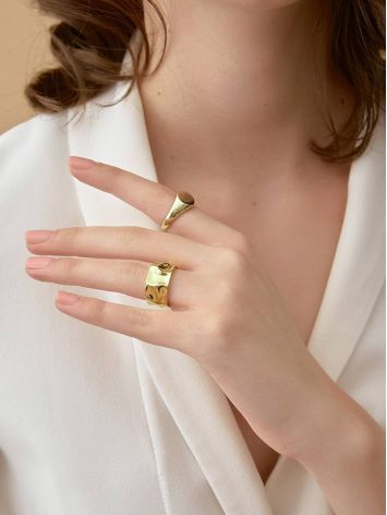 Stunning Sculpted Gold-Plated Silver Ring The Liquid, Ring Size: Adjustable, image , picture 6
