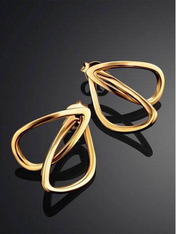 Classy Golden Earrings In Interwoven Design, image , picture 2