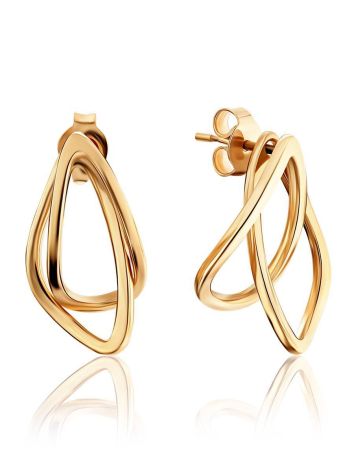Classy Golden Earrings In Interwoven Design, image 