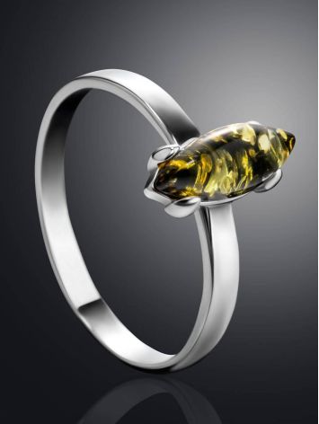 Minimalist Design Silver Amber Ring, Ring Size: 10 / 20, image , picture 2