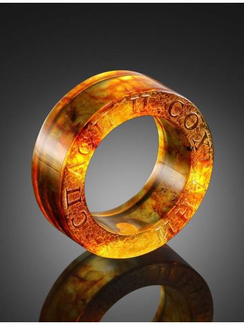 Engraved Amber Band Ring The Magma, Ring Size: 12 / 21.5, image , picture 2