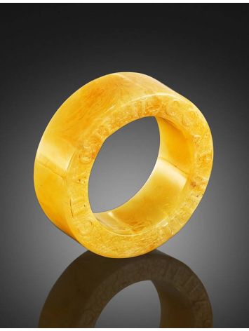 Engraved Amber Band Ring The Magma, Ring Size: 6.5 / 17, image , picture 2