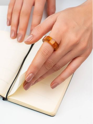 Engraved Amber Band Ring The Magma, Ring Size: 12 / 21.5, image , picture 3