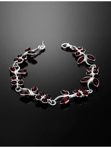 Amber Floral Link Bracelet In Sterling Silver The April, image , picture 2