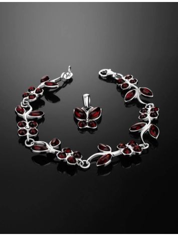 Amber Floral Link Bracelet In Sterling Silver The April, image , picture 5