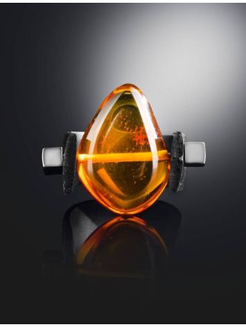 Designer Unisex Ring With Genuine Amber The Grunge, Ring Size: 13 / 22, image , picture 2