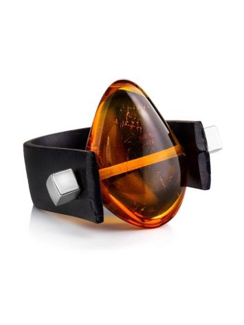Designer Unisex Ring With Genuine Amber The Grunge, Ring Size: 13 / 22, image , picture 3