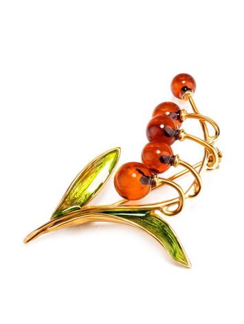 Gold Plated Floral Brooch With Amber And Enamel, image , picture 4