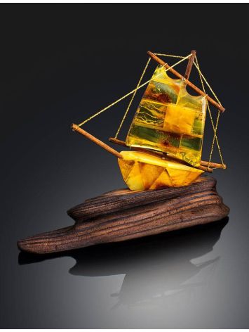 Handcrafted Amber Decorative Ship Model, image , picture 2
