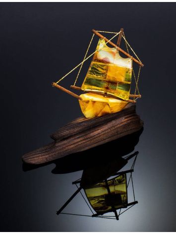 Handcrafted Amber Decorative Ship Model, image , picture 3