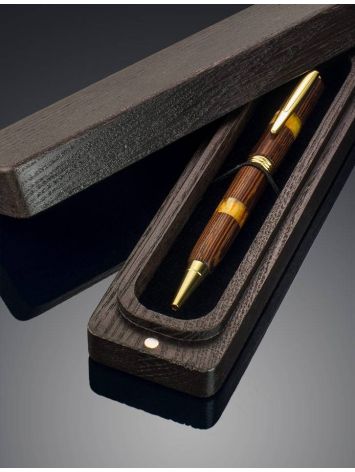 Wenge Wood and Baltic Amber Pen With Wooden Case, image , picture 2