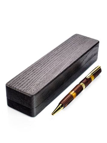 Wenge Wood and Baltic Amber Pen With Wooden Case, image , picture 3