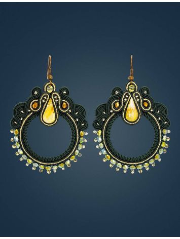 Braided Hoop Drop Earrings With Amber And Crystals The India, image , picture 3