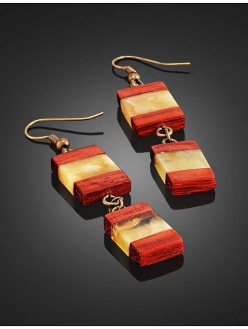 Handmade Amber Dangles With Padauk Wood The Indonesia, image , picture 2