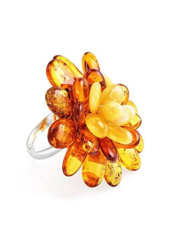 Adjustable Amber Ring The Chrysanthemum, Ring Size: Adjustable, image , picture 3