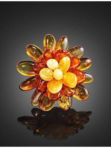 Adjustable Amber Ring The Chrysanthemum, Ring Size: Adjustable, image , picture 2