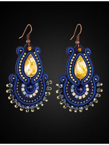 Ornate Drop Earrings With Amber And Crystals The India, image , picture 3