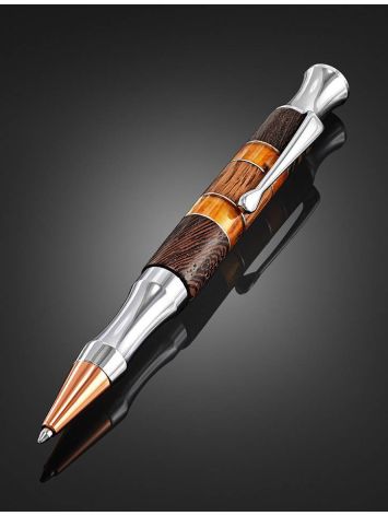 Handcrafted Wenge Wood Ball Pen With Natural Amber, image , picture 2