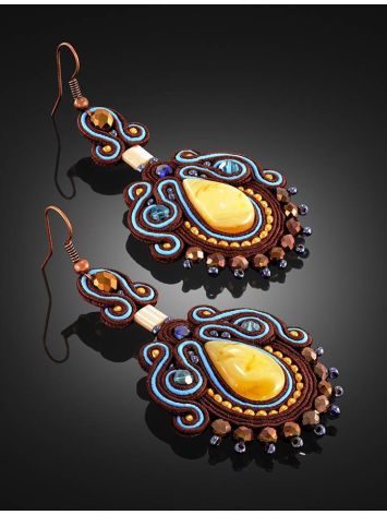 Ornate Drop Earrings With Amber And Crystals The India, image , picture 2