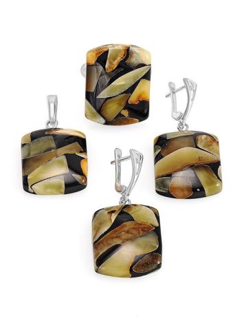 Mosaic Adjustable Ring With Honey Amber And Dark Polymer The Dalmatian, Ring Size: Adjustable, image , picture 4