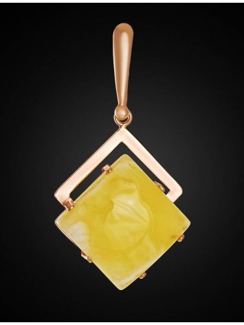 Stylish Geometric Golden Pendant With Bright Amber Stone The Picasso, image , picture 2