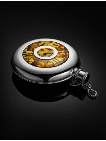 Stainless Steel Souvenir Flask With Amber Mosaic, image , picture 2