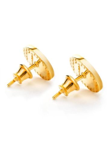 Round Gold Plated Studs With Honey Amber The Monaco, image , picture 4