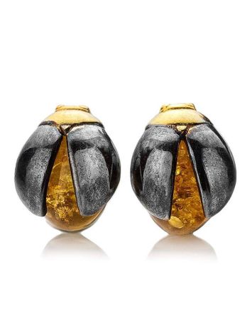 Lemon Amber Studs In Silver The Scarab, image , picture 3