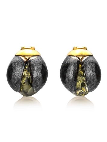 Green Amber Earrings In Sterling Silver The Scarab, image , picture 3