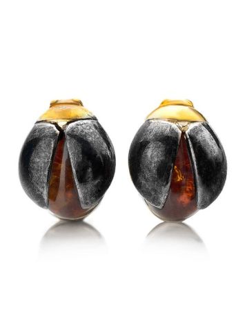 Cognac Amber Earrings In Sterling Silver The Scarab, image , picture 3