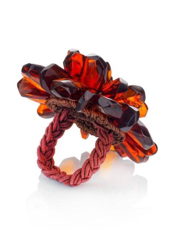 Amber Adjustable Floral Ring The Chrysanthemum, Ring Size: Adjustable, image , picture 5