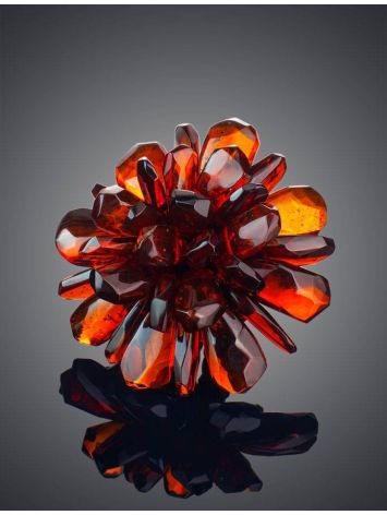 Amber Adjustable Floral Ring The Chrysanthemum, Ring Size: Adjustable, image , picture 2