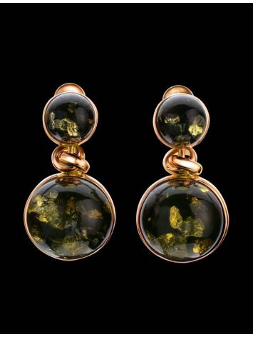 Green Amber Earrings In Gold-Plated Silver The Paris, image , picture 2