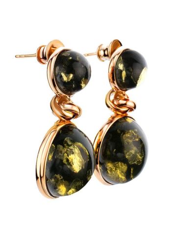 Green Amber Earrings In Gold-Plated Silver The Paris, image , picture 3