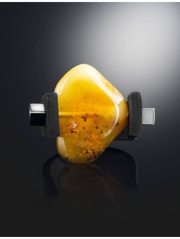 Rubber Unisex Ring With Textured Amber The Grunge, Ring Size: / 23, image , picture 2