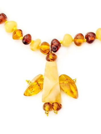 Multicolor Amber Beaded Necklace With Angel Shaped Pendant, image , picture 3