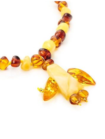 Multicolor Amber Beaded Necklace With Angel Shaped Pendant, image , picture 4