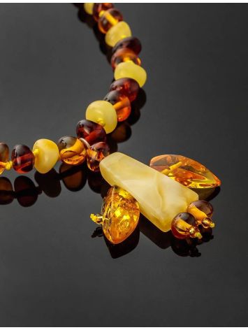 Multicolor Amber Beaded Necklace With Angel Shaped Pendant, image , picture 2
