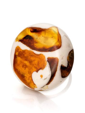 Adjustable Ring With Cognac Amber And White Polymer The Dalmatian, Ring Size: Adjustable, image , picture 4